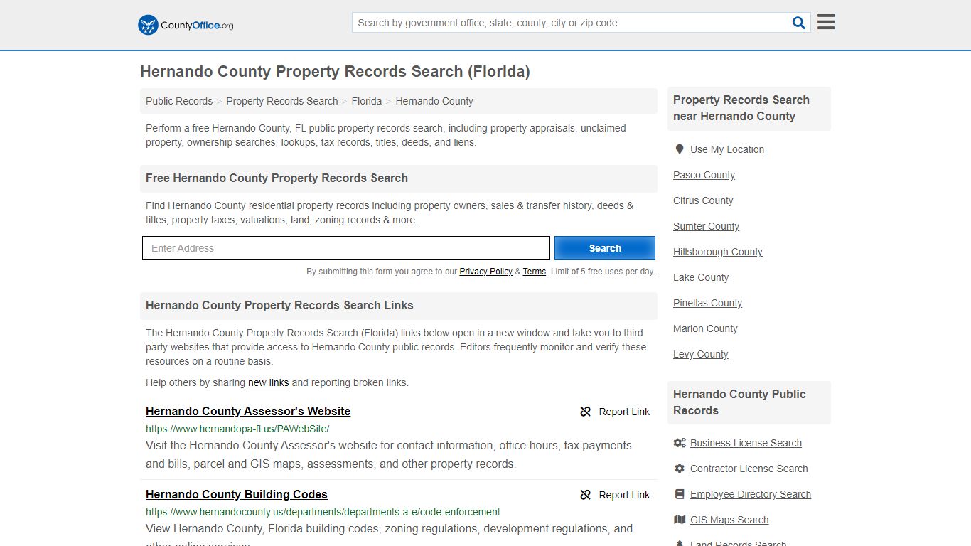 Property Records Search - Hernando County, FL (Assessments ...